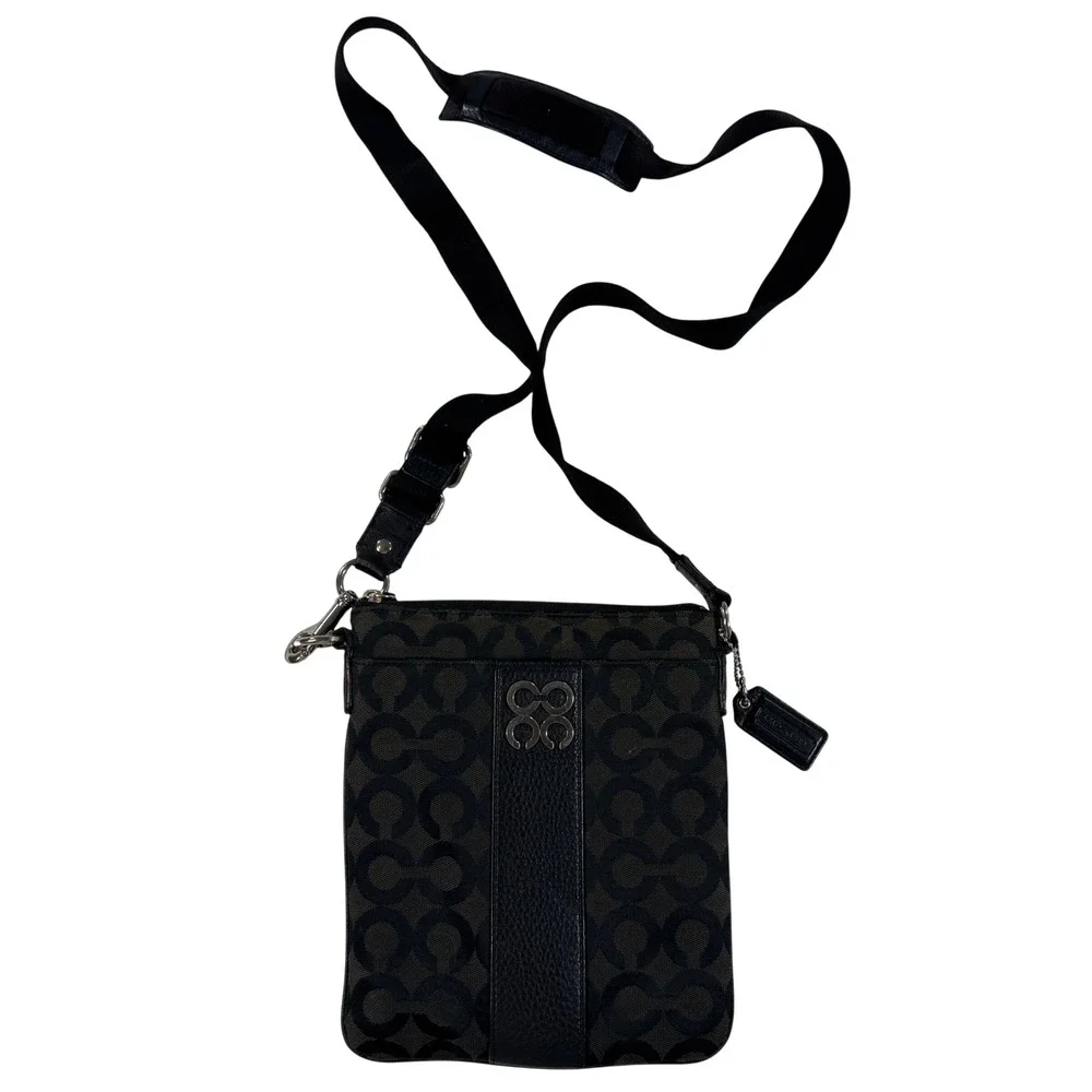 Coach Julia OP Art Swingpack/Crossbody Bag Black 44245 Small Messenger